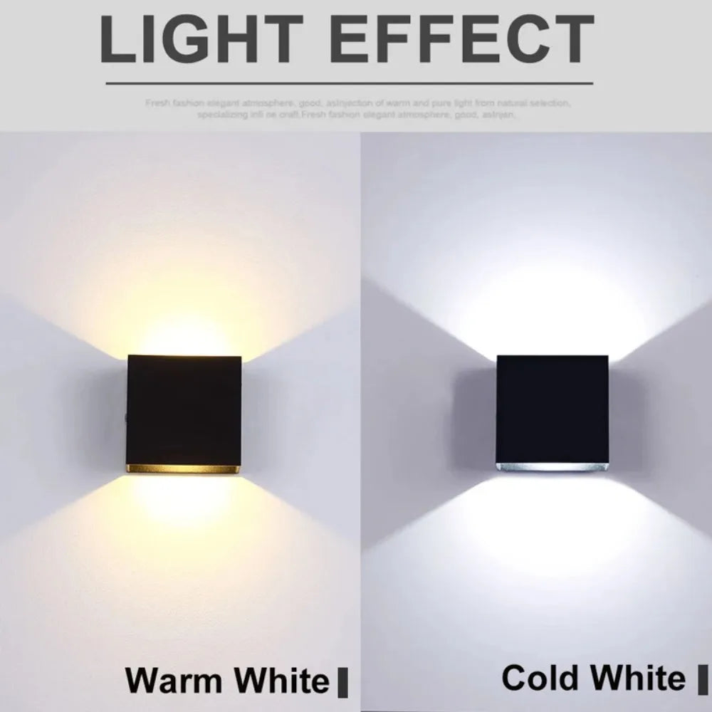 Kyroza Wall Lights – Modern Square Dual-Light Wall Lamp (Black or White)