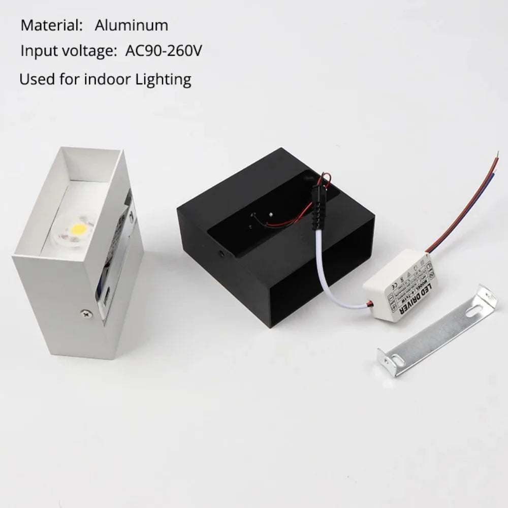 Kyroza Wall Lights – Modern Square Dual-Light Wall Lamp (Black or White)