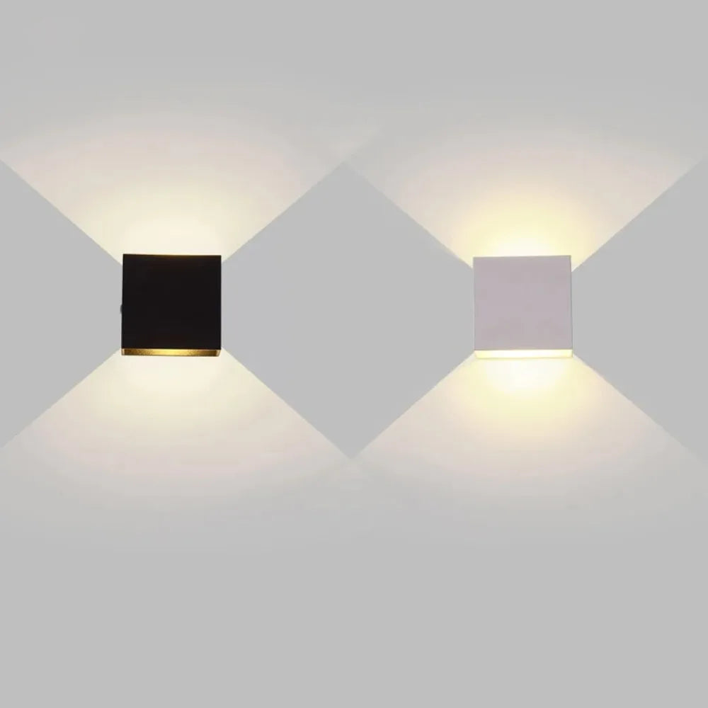 Kyroza Wall Lights – Modern Square Dual-Light Wall Lamp (Black or White)