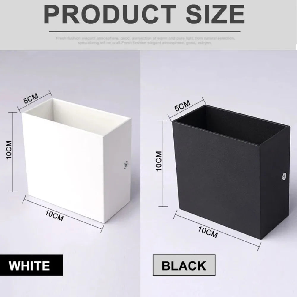 Kyroza Wall Lights – Modern Square Dual-Light Wall Lamp (Black or White)