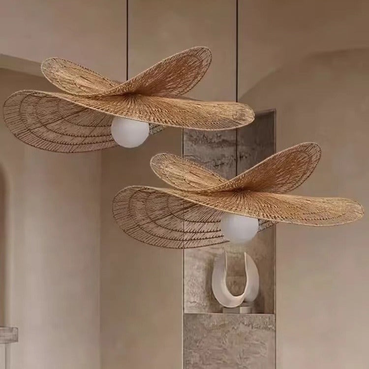 Vintage Countryside Rattan Craft Handwoven Creative Pendant Light Fixtures