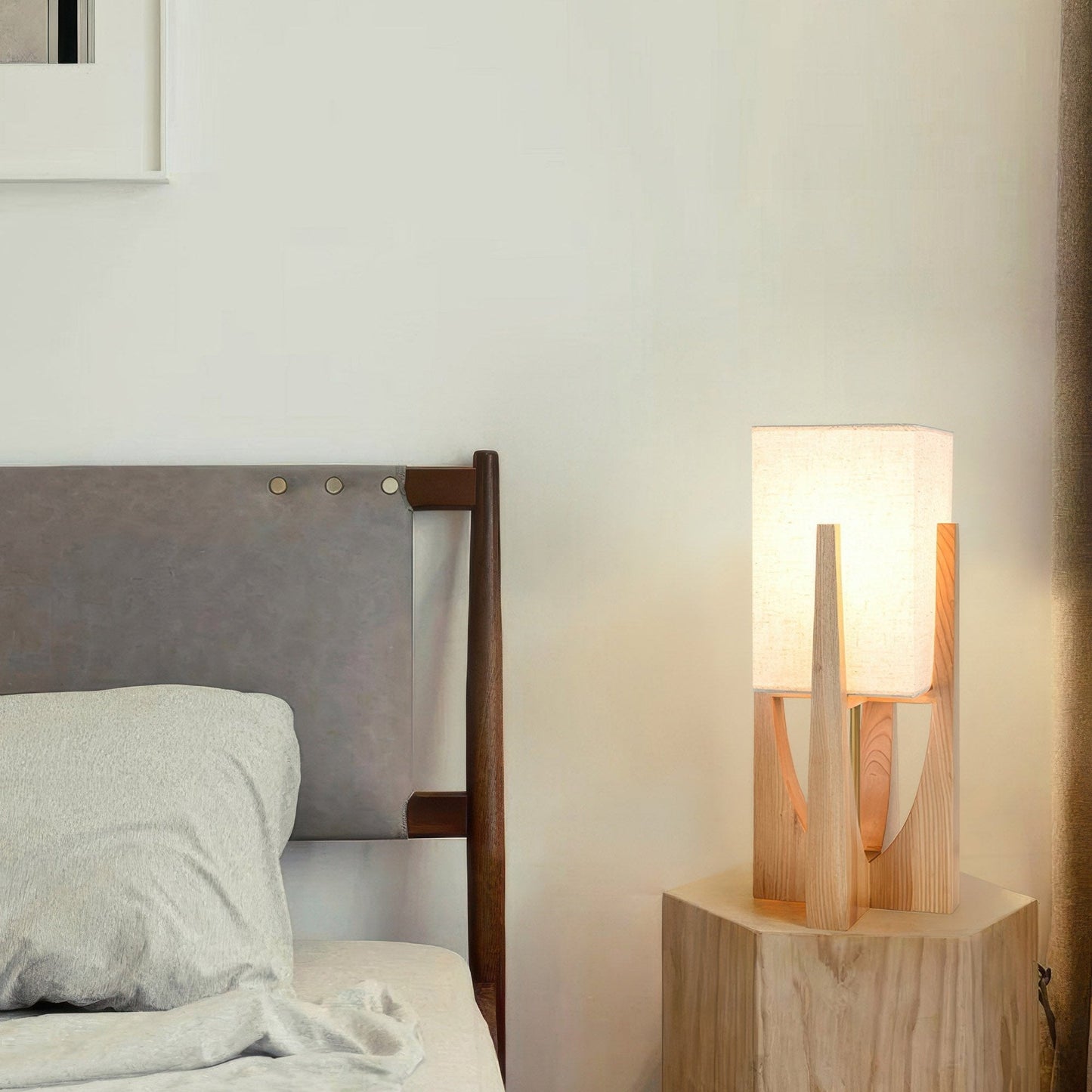Japanische Holzlampe aus Walnussholz, massive Holzlampe 