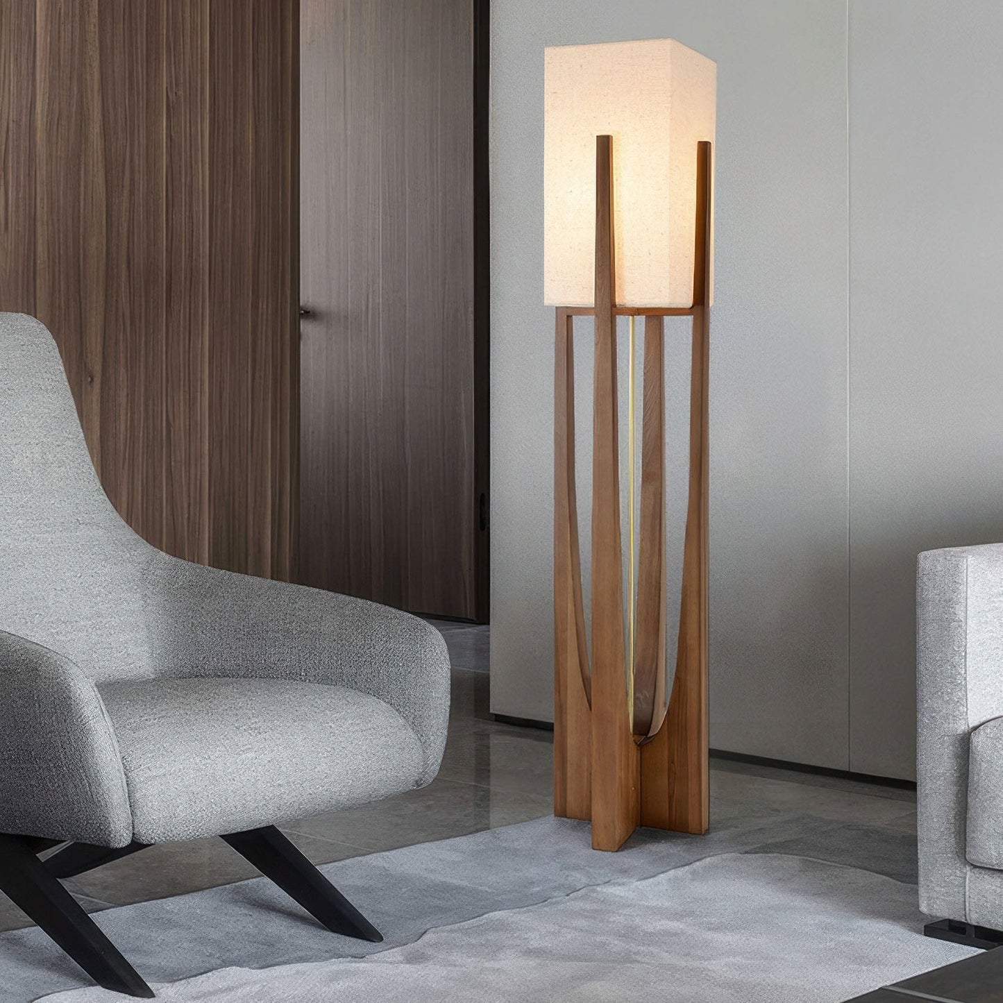 Japanische Holzlampe aus Walnussholz, massive Holzlampe 