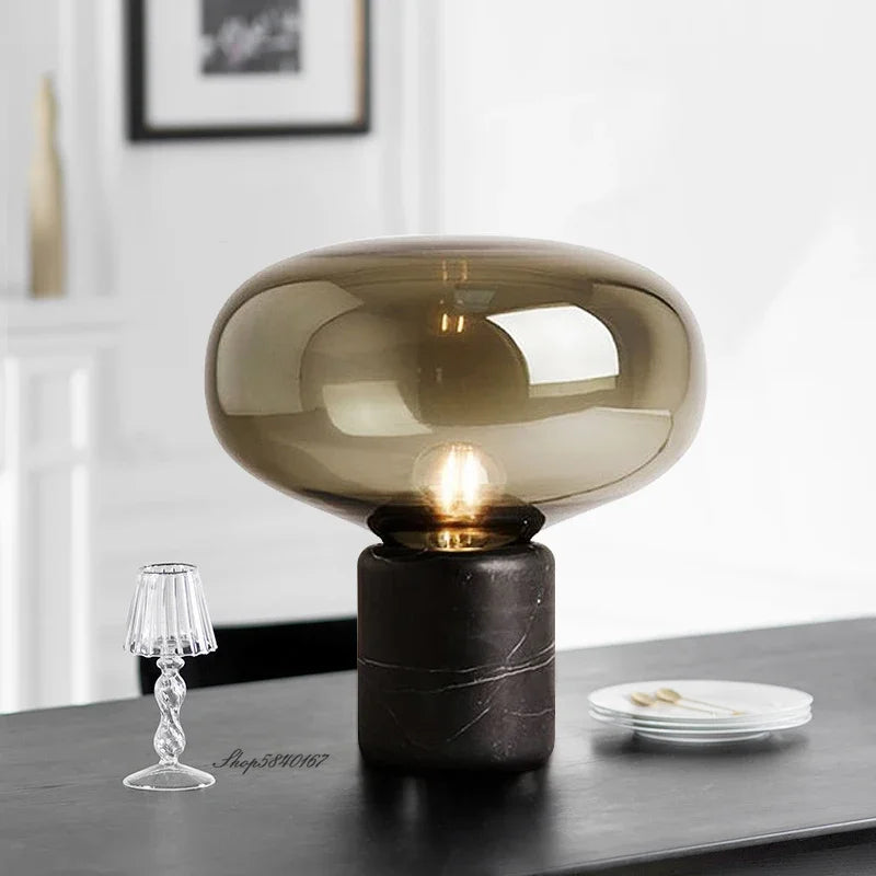 Kuro Glass & Marble Lamp