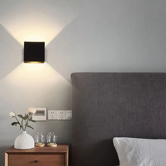 Kyroza Wall Lights – Modern Square Dual-Light Wall Lamp (Black or White)